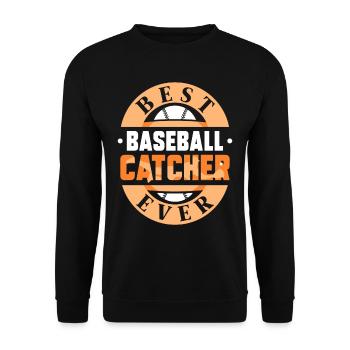 Bester Baseball Fänger Aller Zeiten Catcher Hobby - Unisex Pullover - Schwarz - Vorne - Alina (178cm) & Michal (187cm)