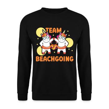 Team Beachgoing Strand Strandurlaub Strandgänger - Unisex Pullover - Schwarz - Vorne - Alina (178cm) & Michal (187cm)