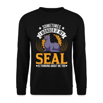 Cadeau de phoque Phoque Lion de mer - Sweat-shirt Unisexe - noir - Devant - Alina (178cm) & Michal (187cm)