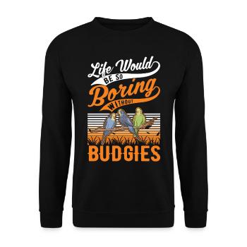Budgerigar Gift Welli cockatiel - Unisex Sweatshirt - black - Front - Alina (178cm) & Michal (187cm)