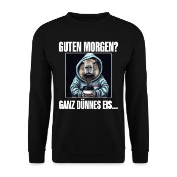 Guten Morgen Ganz Dünnes Eis - Unisex Pullover - Schwarz - Vorne - Alina (178cm) & Michal (187cm)