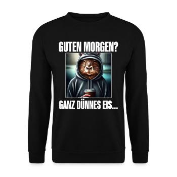 Guten Morgen Ganz Dünnes Eis - Unisex Pullover - Schwarz - Vorne - Alina (178cm) & Michal (187cm)