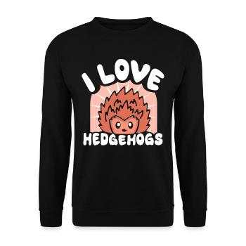 J’adore les dictons hérisson animal mignon - Sweat-shirt Unisexe - noir - Devant - Alina (178cm) & Michal (187cm)