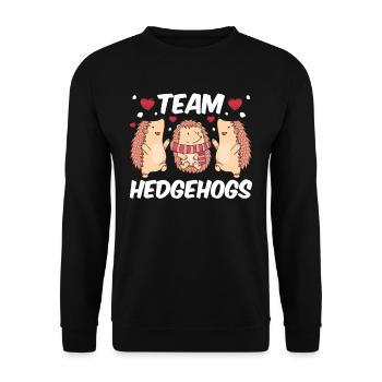 Team Igel Sprüche Haustier Süß - Unisex Pullover - Schwarz - Vorne - Alina (178cm) & Michal (187cm)