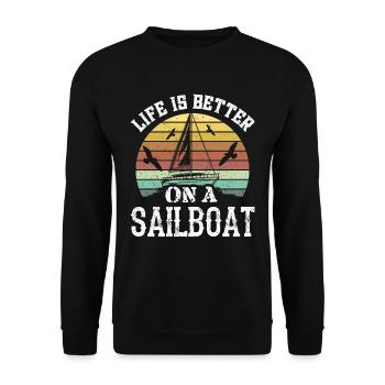 La vie est meilleure en naviguant sur un voilier - Sweat-shirt Unisexe - noir - Devant - Alina (178cm) & Michal (187cm)
