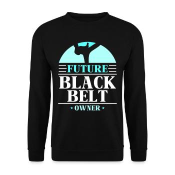 Zukünftiger Schwarzgurt Inhaber Schwarzer Gürtel - Unisex Pullover - Schwarz - Vorne - Alina (178cm) & Michal (187cm)