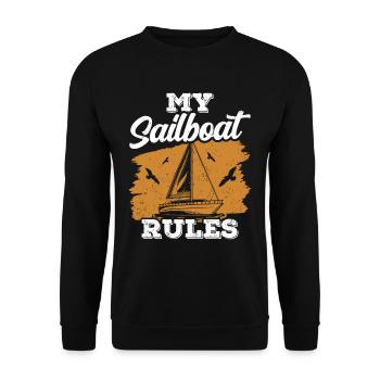 My Sailboat My Rules Sailors Sailing Captain - Unisex Sweatshirt - black - Front - Alina (178cm) & Michal (187cm)