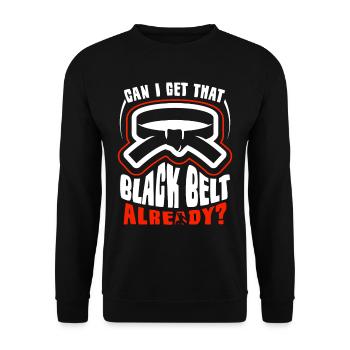 Kann Ich Den Schwarzen Gürtel Schon Bekommen? Gur - Unisex Pullover - Schwarz - Vorne - Alina (178cm) & Michal (187cm)