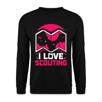 Ich Liebe Pfadfinder Sippe Pfadfinden Zeltlager - Unisex Pullover - Schwarz - Vorne - Alina (178cm) & Michal (187cm)