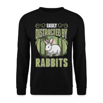 Facilement distrait par Rabbits Rabbit Rabbit - Sweat-shirt Unisexe - noir - Devant - Alina (178cm) & Michal (187cm)