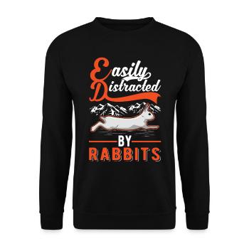 Facilement distrait par Rabbits Rabbit Rabbit - Sweat-shirt Unisexe - noir - Devant - Alina (178cm) & Michal (187cm)