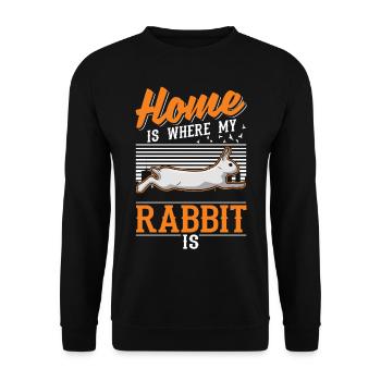 Zuhause ist wo meine Kaninchen ist Hase - Unisex Pullover - Schwarz - Vorne - Alina (178cm) & Michal (187cm)