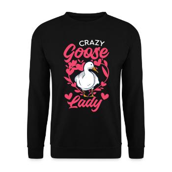 Crazy Goose lady geese goose breeder - Unisex Sweatshirt - black - Front - Alina (178cm) & Michal (187cm)