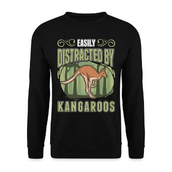 Easily distracted by Kangaroos Kangaroo - Unisex Sweatshirt - black - Front - Alina (178cm) & Michal (187cm)