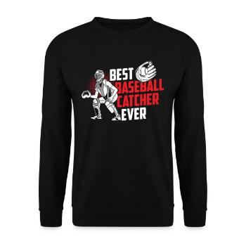 Best Baseball Catcher Ever Catcher Hobby - Unisex Sweatshirt - black - Front - Alina (178cm) & Michal (187cm)