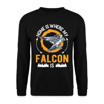 Zuhause ist wo meine Falke ist Turmfalke Falkner - Unisex Pullover - Schwarz - Vorne - Alina (178cm) & Michal (187cm)