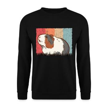 Meerschweinchen Retro Cochon d’Inde - Sweat-shirt Unisexe - noir - Devant - Alina (178cm) & Michal (187cm)