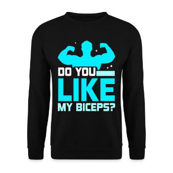 Magst Du Meinen Bizeps Muskeln Curls Sprüche - Unisex Pullover - Schwarz - Vorne - Alina (178cm) & Michal (187cm)