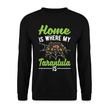 Zuhause ist wo meine Tarantel ist - Unisex Pullover - Schwarz - Vorne - Alina (178cm) & Michal (187cm)