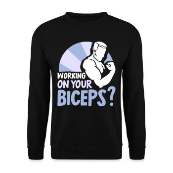 Travaillez sur vos muscles biceps Curls Workout - Sweat-shirt Unisexe - noir - Devant - Alina (178cm) & Michal (187cm)