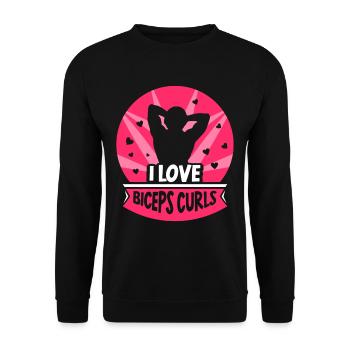 I love biceps curls muscles biceps sayings - Unisex Sweatshirt - black - Front - Alina (178cm) & Michal (187cm)