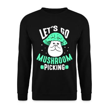 En route pour la cueillette de champignons Cueilleurs de champignons - Sweat-shirt Unisexe - noir - Devant - Alina (178cm) & Michal (187cm)