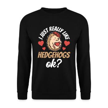 J’aime juste hérisson très dictons mignon animal de compagnie - Sweat-shirt Unisexe - noir - Devant - Alina (178cm) & Michal (187cm)