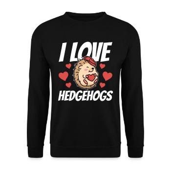 I Love Hedgehog Cute Pet Sayings - Unisex Sweatshirt - black - Front - Alina (178cm) & Michal (187cm)