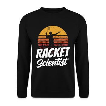 Schläger Wissenschaftler Racket Scientist - Unisex Pullover - Schwarz - Vorne - Alina (178cm) & Michal (187cm)
