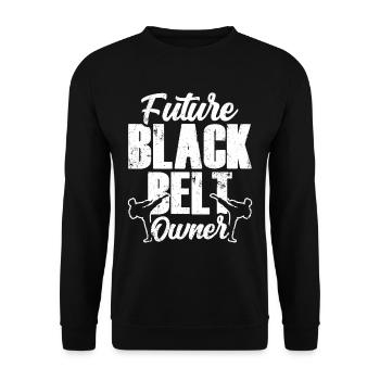 Zukünftiger Schwarzgurt Inhaber Schwarzer Gürtel - Unisex Pullover - Schwarz - Vorne - Alina (178cm) & Michal (187cm)
