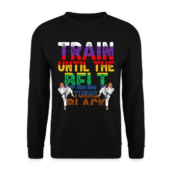 Train until the belt turns black MMA Gur - Unisex Sweatshirt - black - Front - Alina (178cm) & Michal (187cm)