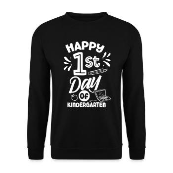 Happy 1 day of kindergarten Kindergarten sweet - Unisex Sweatshirt - black - Front - Alina (178cm) & Michal (187cm)