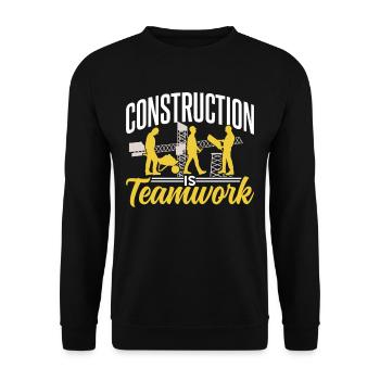 Bauarbeit Ist Teamarbeit Baustelle Bau Teamwork - Unisex Pullover - Schwarz - Vorne - Alina (178cm) & Michal (187cm)