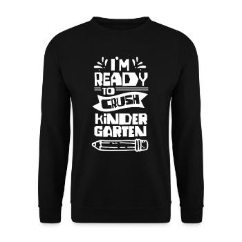 I'm ready to rock kindergarten kids - Unisex Sweatshirt - black - Front - Alina (178cm) & Michal (187cm)