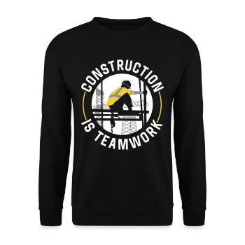 Bauarbeit Ist Teamarbeit Bau Teamwork Baustelle - Unisex Pullover - Schwarz - Vorne - Alina (178cm) & Michal (187cm)