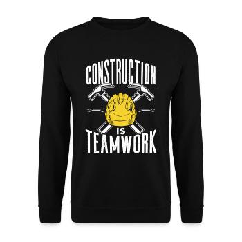 Bauarbeit Ist Teamarbeit Baustelle Teamwork Bau - Unisex Pullover - Schwarz - Vorne - Alina (178cm) & Michal (187cm)