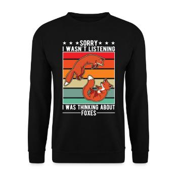 Fuchs Geschenk Rotfuchs - Unisex Pullover - Schwarz - Vorne - Alina (178cm) & Michal (187cm)