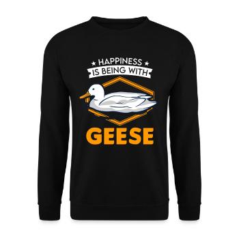 Oies Bonheur Amoureux de l’oie Éleveurs d’oies - Sweat-shirt Unisexe - noir - Devant - Alina (178cm) & Michal (187cm)