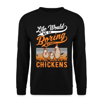 Poulets Élevage de poulets Éleveur de poulet - Sweat-shirt Unisexe - noir - Devant - Alina (178cm) & Michal (187cm)