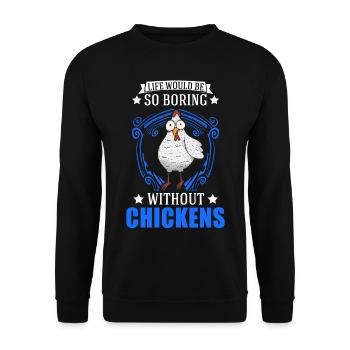 Poulets Élevage de poulets Éleveur de poulet - Sweat-shirt Unisexe - noir - Devant - Alina (178cm) & Michal (187cm)