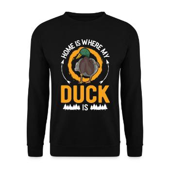La maison, c’est là où se trouvent mes canards - Sweat-shirt Unisexe - noir - Devant - Alina (178cm) & Michal (187cm)