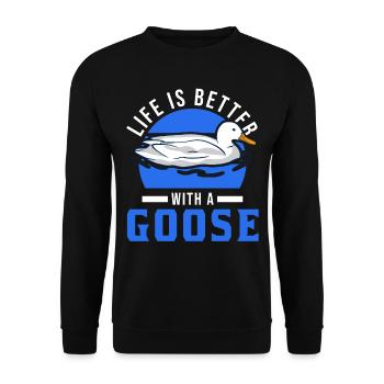 Life is better with a goose goose breeder - Unisex Sweatshirt - black - Front - Alina (178cm) & Michal (187cm)