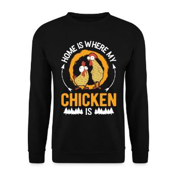 Poulets Home Farmer Poulet - Sweat-shirt Unisexe - noir - Devant - Alina (178cm) & Michal (187cm)