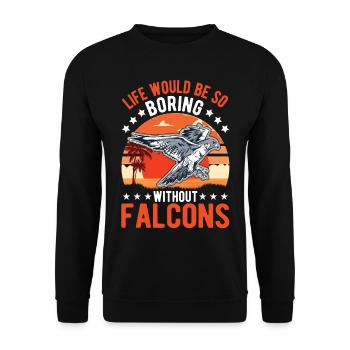 Fauconnier Cadeau Fauconnerie Crécerelle - Sweat-shirt Unisexe - noir - Devant - Alina (178cm) & Michal (187cm)
