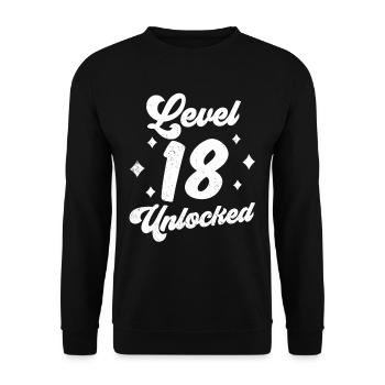 Level 18 Unlocked Celebration Eighteen Birthday - Unisex Sweatshirt - black - Front - Alina (178cm) & Michal (187cm)