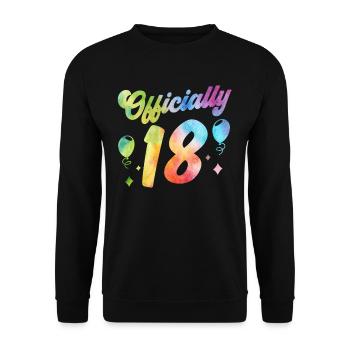 Officially 18 Eighteen Birthday Child Birthday - Unisex Sweatshirt - black - Front - Alina (178cm) & Michal (187cm)