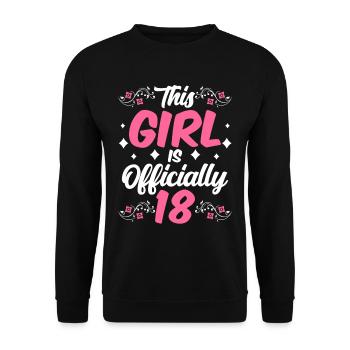 This girl is officially 18 celebration eighteen - Unisex Sweatshirt - black - Front - Alina (178cm) & Michal (187cm)