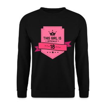 This girl is officially 18 eighteen celebration - Unisex Sweatshirt - black - Front - Alina (178cm) & Michal (187cm)
