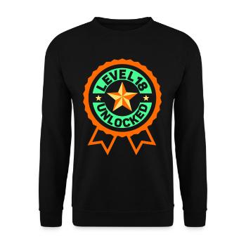 Level 18 Unlocked Celebration Eighteen Birthday - Unisex Sweatshirt - black - Front - Alina (178cm) & Michal (187cm)