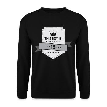 This boy is officially 18 birthday eighteen - Unisex Sweatshirt - black - Front - Alina (178cm) & Michal (187cm)